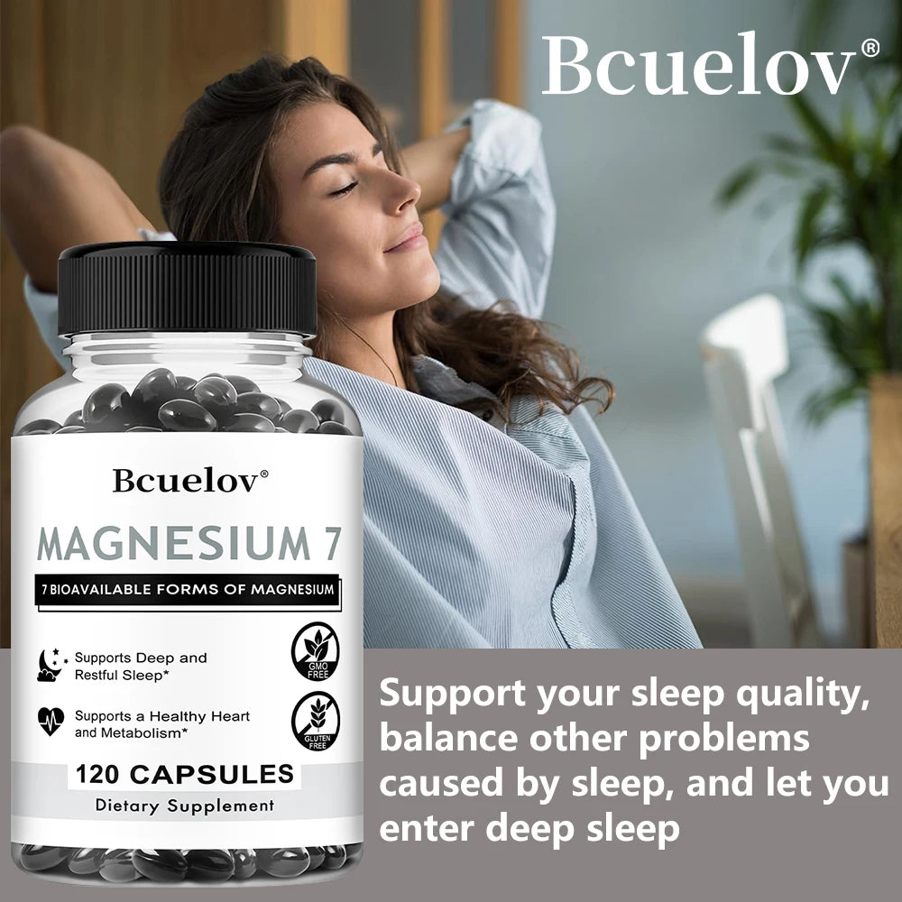 Magnesium 7 Complex Capsules – 7-Form Blend + Vitamin B6, Vegan Magnesium Supplement Qst