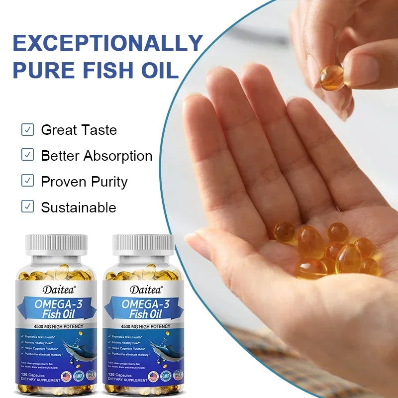 Daitea Omega-3 Fish Oil 4500mg – EPA & DHA Softgels Omega-3 Supplement Qst