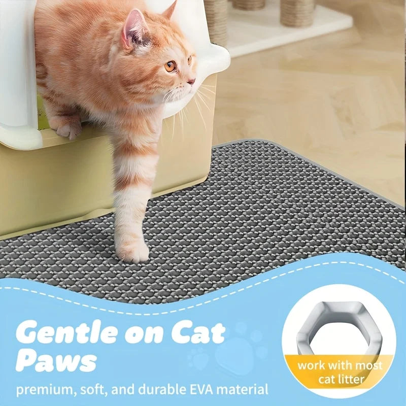 Honeycomb Cat Litter Mat – Anti Scatter, Waterproof Double Layer Cat Litter Mat Qme