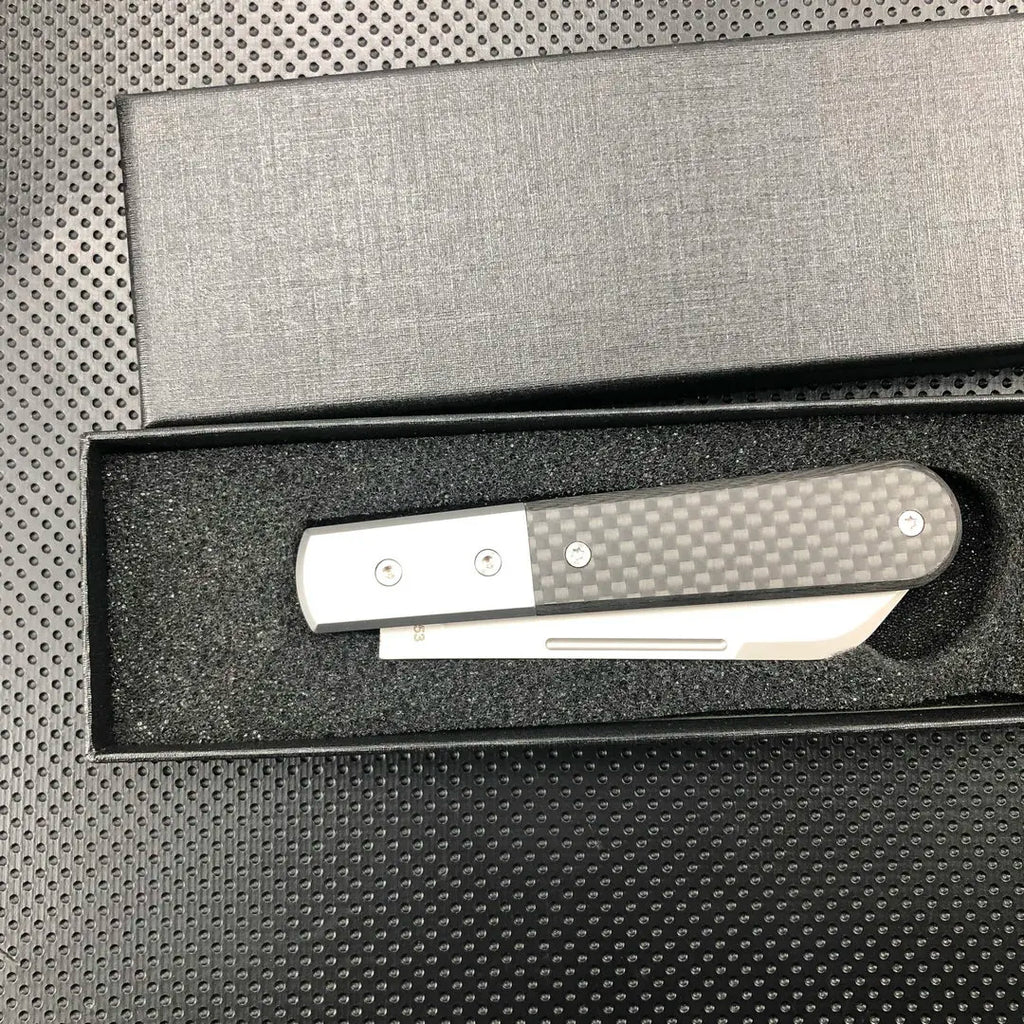 TRSKT DC53 Barlow Folding Knife – Ox Bone & Carbon Fiber EDC Folding Pocket Knife Qst