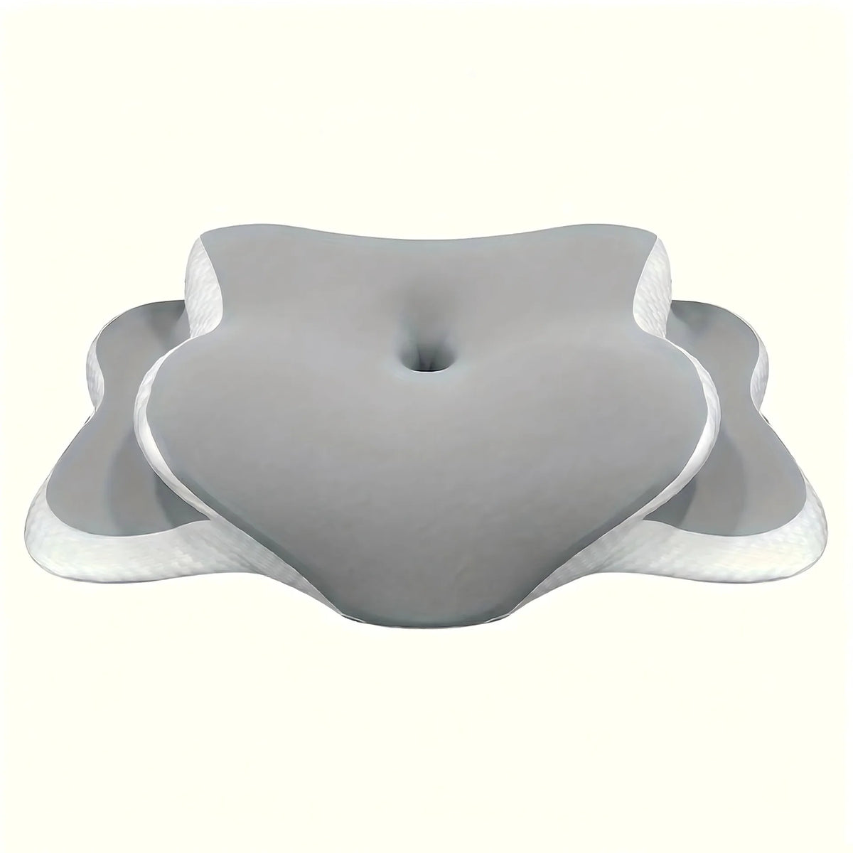 Ergonomic Memory Foam Butterfly Neck Pillow – Dual Height Memory Foam Pillow Qst Light Gray