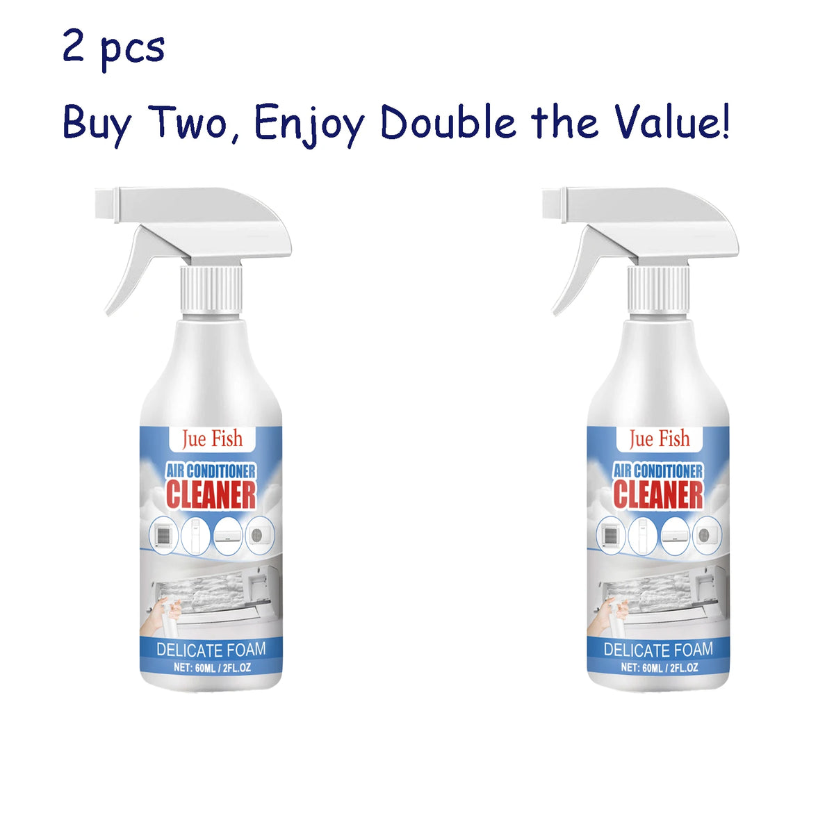 Jue-Fish AC Cleaner Spray – No-Dismantle Deep Clean 60ml AC Cleaner Spray Qst 2 pcs