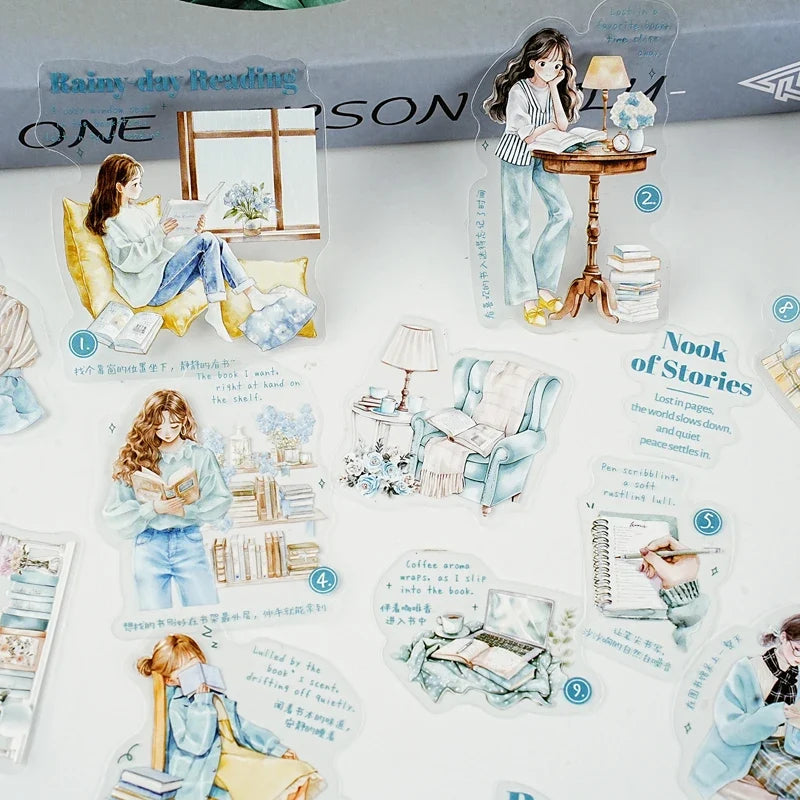 Artistic Girl PET Stickers | Junk Journal Scrapbook Collage Decorative Craft Stickers Qme