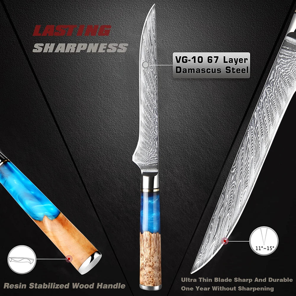 Xituo 5.5" VG10 Damascus Boning Knife – 67-Layer Full Tang Damascus Boning Knife Qst