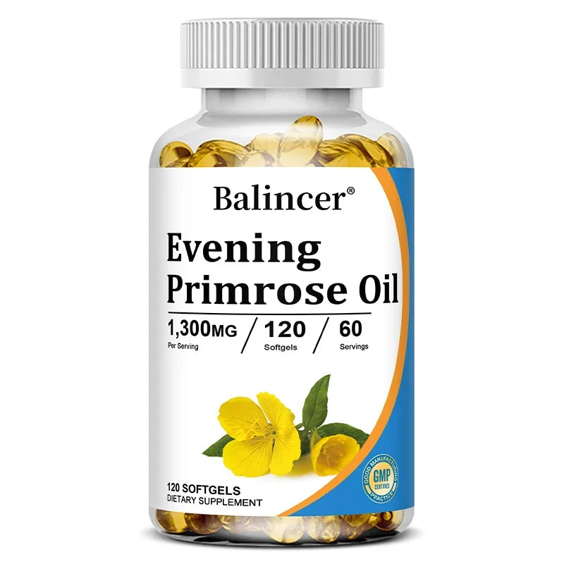 Evening Primrose Oil Capsules 1300mg – Skin, Hair & Wellness Herbal Oil Capsules Qst 120 count-1 bottle