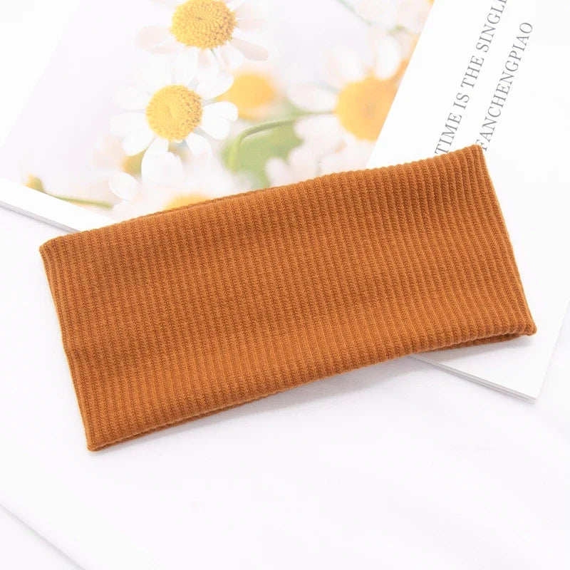 Women's Cotton Wide Turban Twisted Knotted Headband – 11 Colors Turban Headband Qme Chocolate