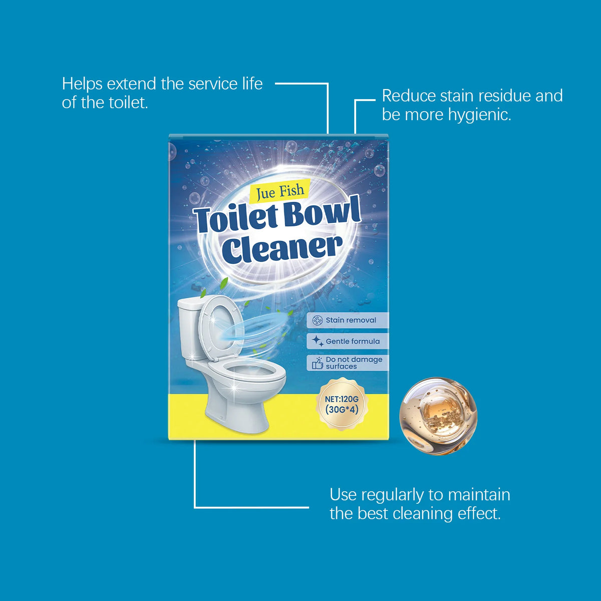 Jue-Fish 120g Toilet Cleaning Powder – Remove Stains & Odors Toilet Cleaning Powder Qst