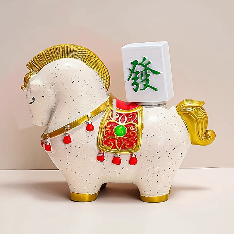 Zodiac Horse Figurine Rotatable Lucky Ingot Desk Decor Decorative Figurine Qst A2