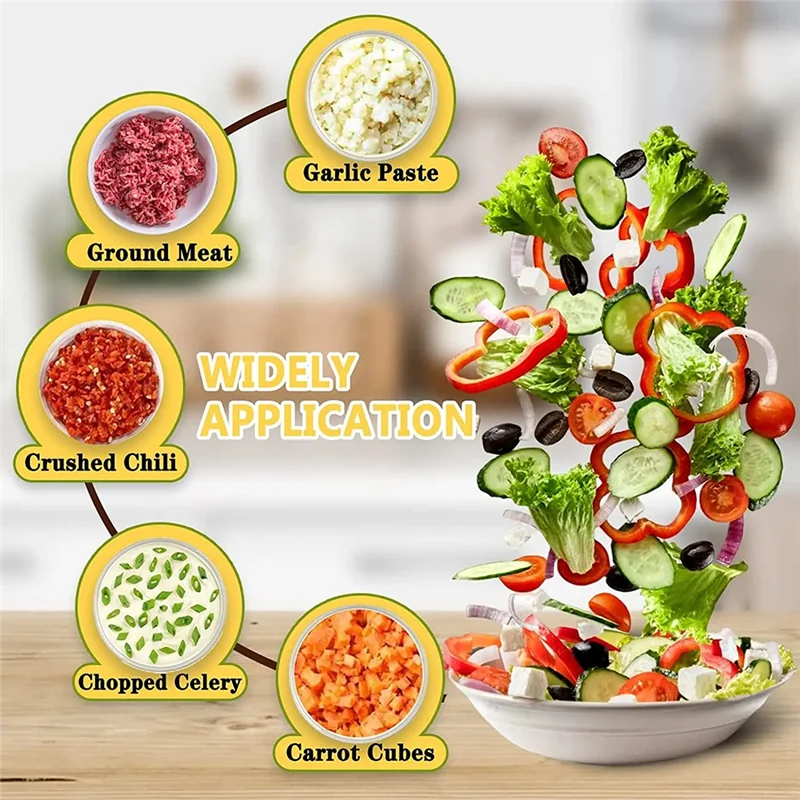 MiLESEEY 4-in-1 Electric Handheld Vegetable Cutter & Garlic Mincer Electric Food Chopper Qst