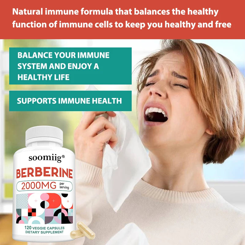 Berberine Extract Supplement 120 Capsules – Heart & Gut Health Herbal Supplement Qst