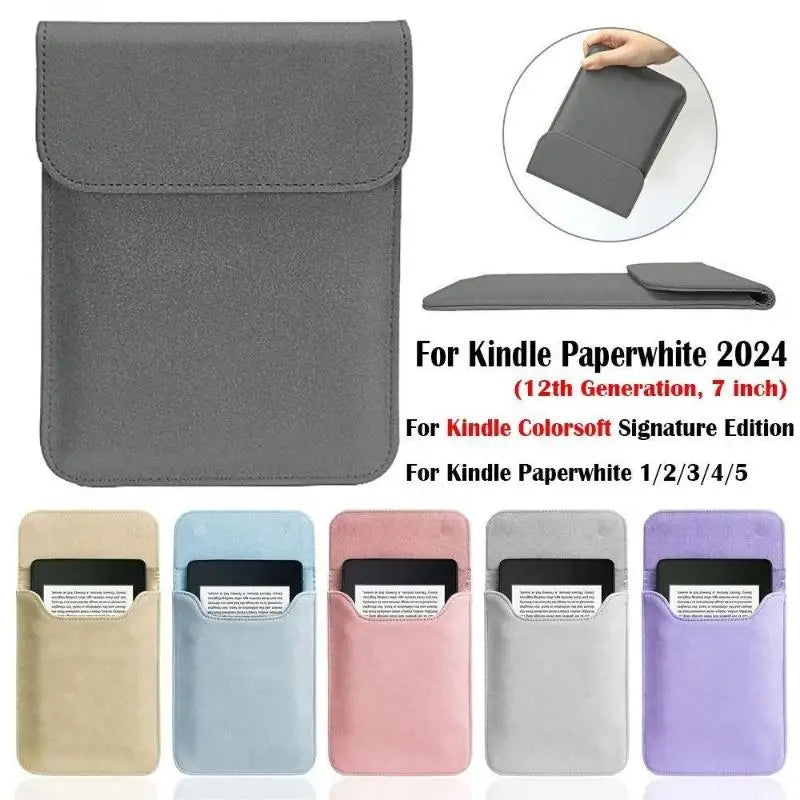 Matte Frosted E-Reader Sleeve – Magnetic Closure & Soft Lining Device Carrying Sleeve Qme