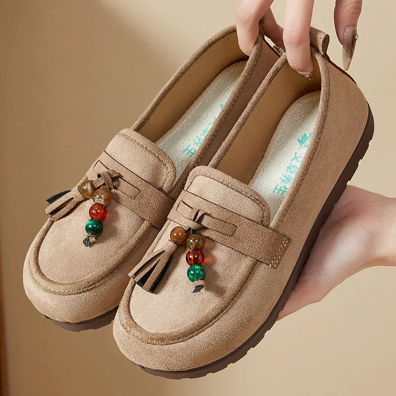 Women's Slip-On Loafer Flats – Soft Casual Ballerina Shoes Women's Loafer Flats Qst Camel 35 CN