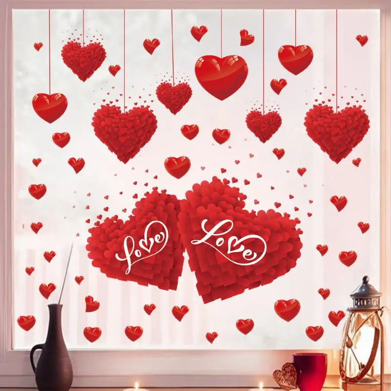 Heart Shaped Wall & Window Stickers – Valentine's Day Decor Wall Window Stickers Qme