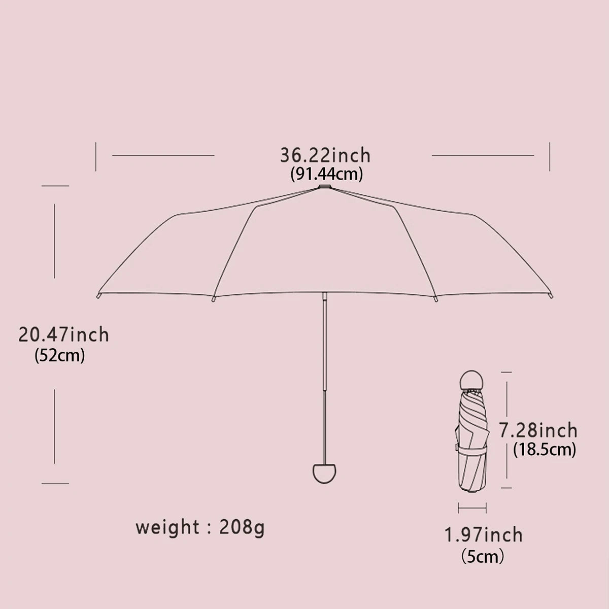 Mini Travel Umbrella – Compact 5-Fold UV Sun & Rain Umbrella Travel Umbrella Qst