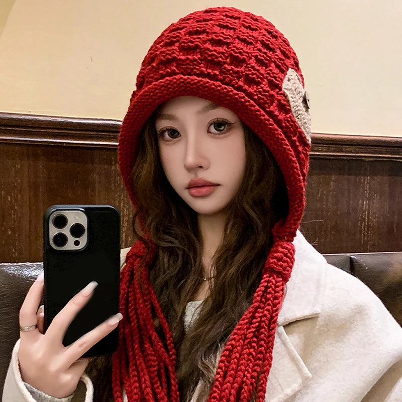 Women's Handmade Knitted Winter Hat – Crochet Ear Warmth Cap Knitted Winter Hat Qst