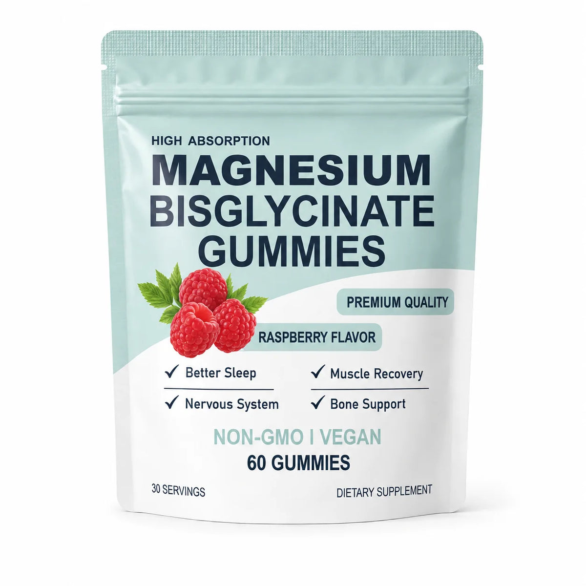 Magnesium Bisglycinate Gummies 400mg Sugar Free Raspberry 60ct Magnesium Supplement Qst 1bag 60capsules