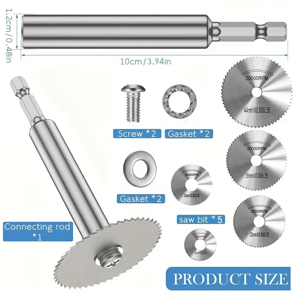 HSS Thin Blade Cutting Wheel – 1/4" Hex Shank, 5 Heads Rotary Cutting Wheel Qme