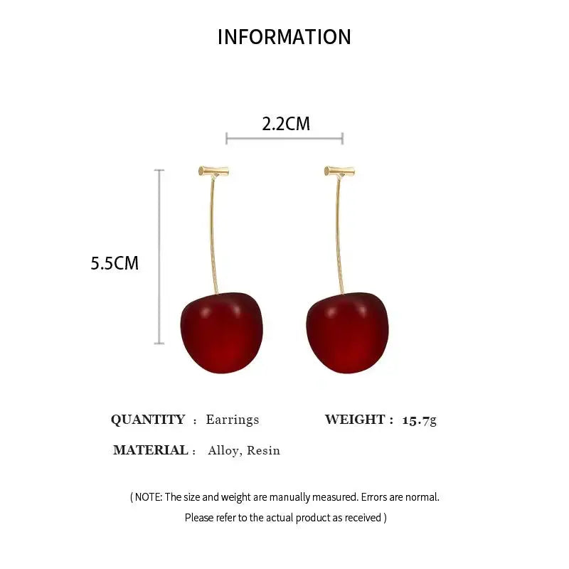 Red Cherry Drop Earrings – Resin Fruit Dangle Jewelry Drop Earrings Qme