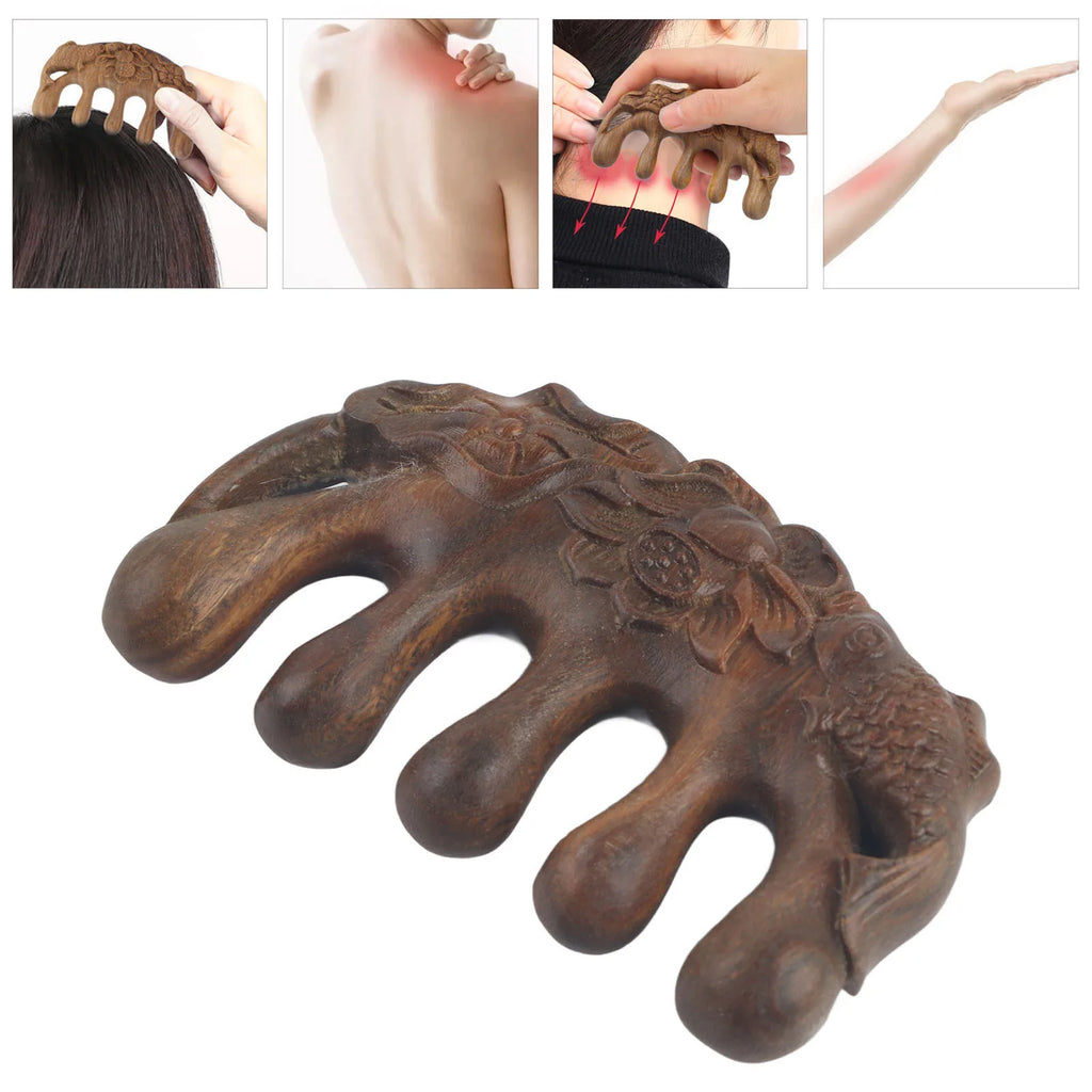 Wide Tooth Sandalwood Scalp Massage Comb – Head & Neck Scalp Massage Comb Qme