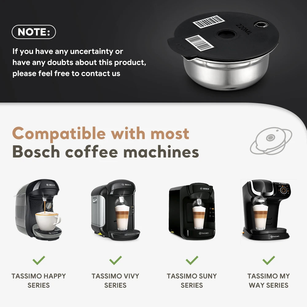 Reusable Stainless Steel Coffee Pods for Bosch Tassimo – RECAFIMIL Reusable Coffee Pods Qst