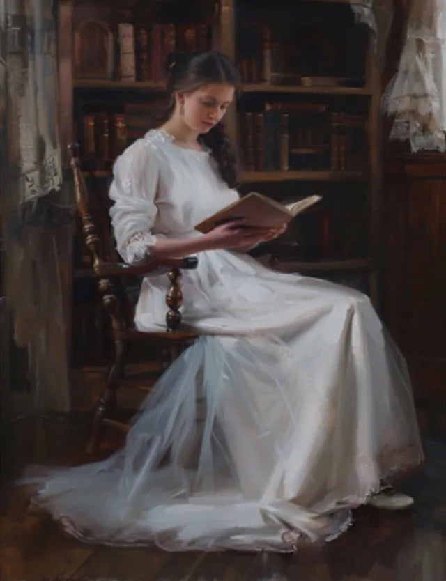 Vintage Female Reading Canvas Wall Art Print | Home Décor Canvas Wall Art Print Qst 8 50x70cm Unframed