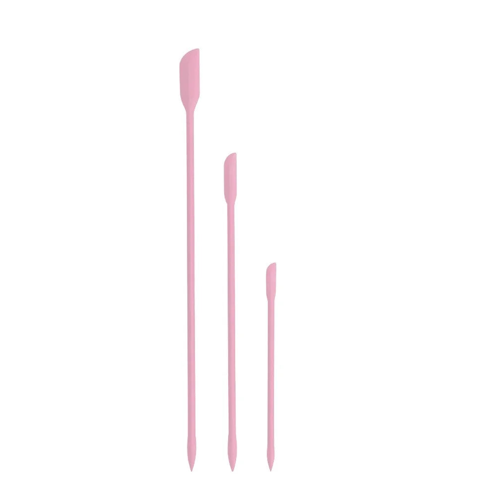 3-Piece Mini Silicone Spatula Set – Heat Resistant, Jar & Baking Silicone Spatula Set Qme pink
