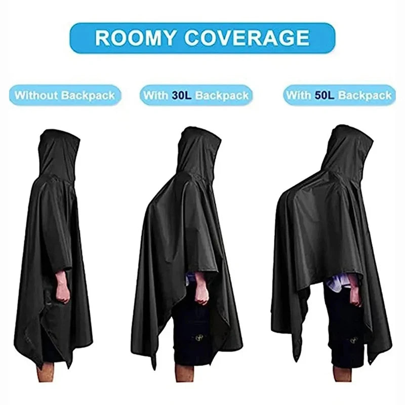 3-in-1 Waterproof Military Rain Poncho for Camping & Hiking Waterproof Rain Poncho Qst