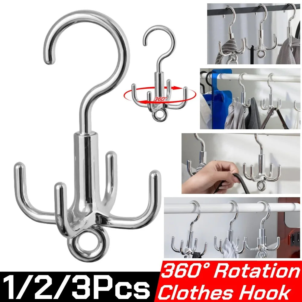 360° Rotating 4-Claw Clothes Hook – Scarf & Wardrobe Organizer Wardrobe Hook Organizer Qme