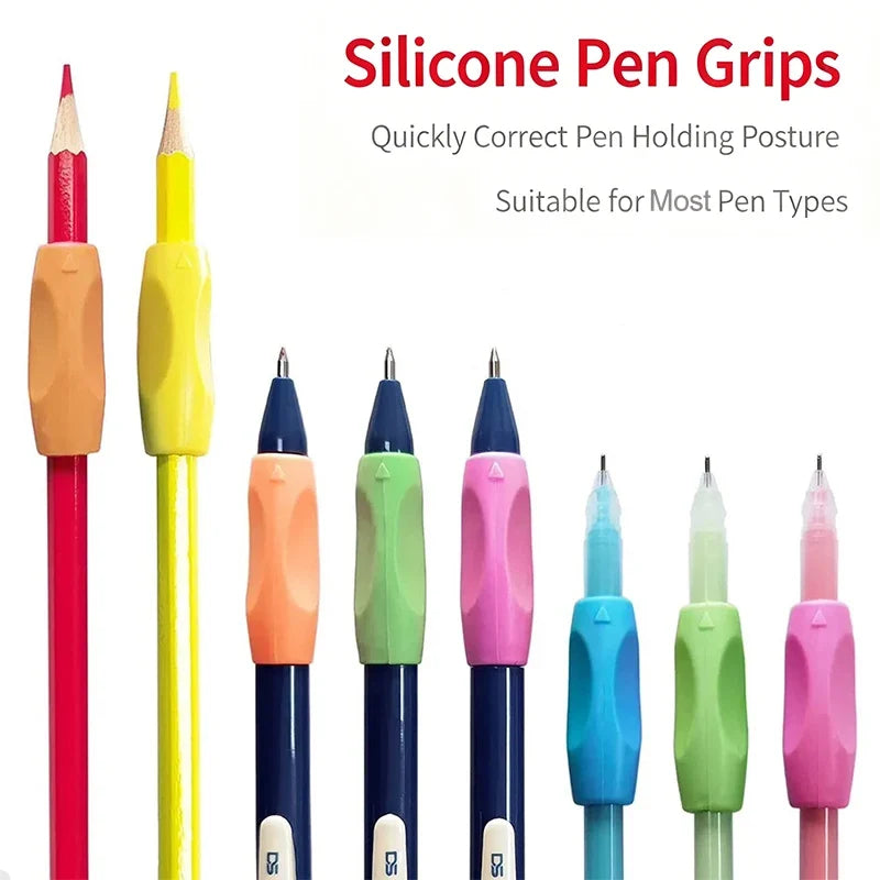Silicone Pencil Grips for Kids 5-Pack – Ergonomic Pen Holders Pencil Grip Set Qme