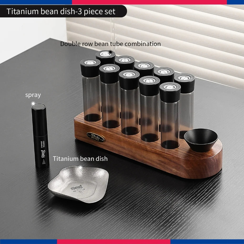 BINCOO Pure Titanium Coffee Dosing Tray & Stand Set Coffee Dosing Set Qst 3pcs Set B
