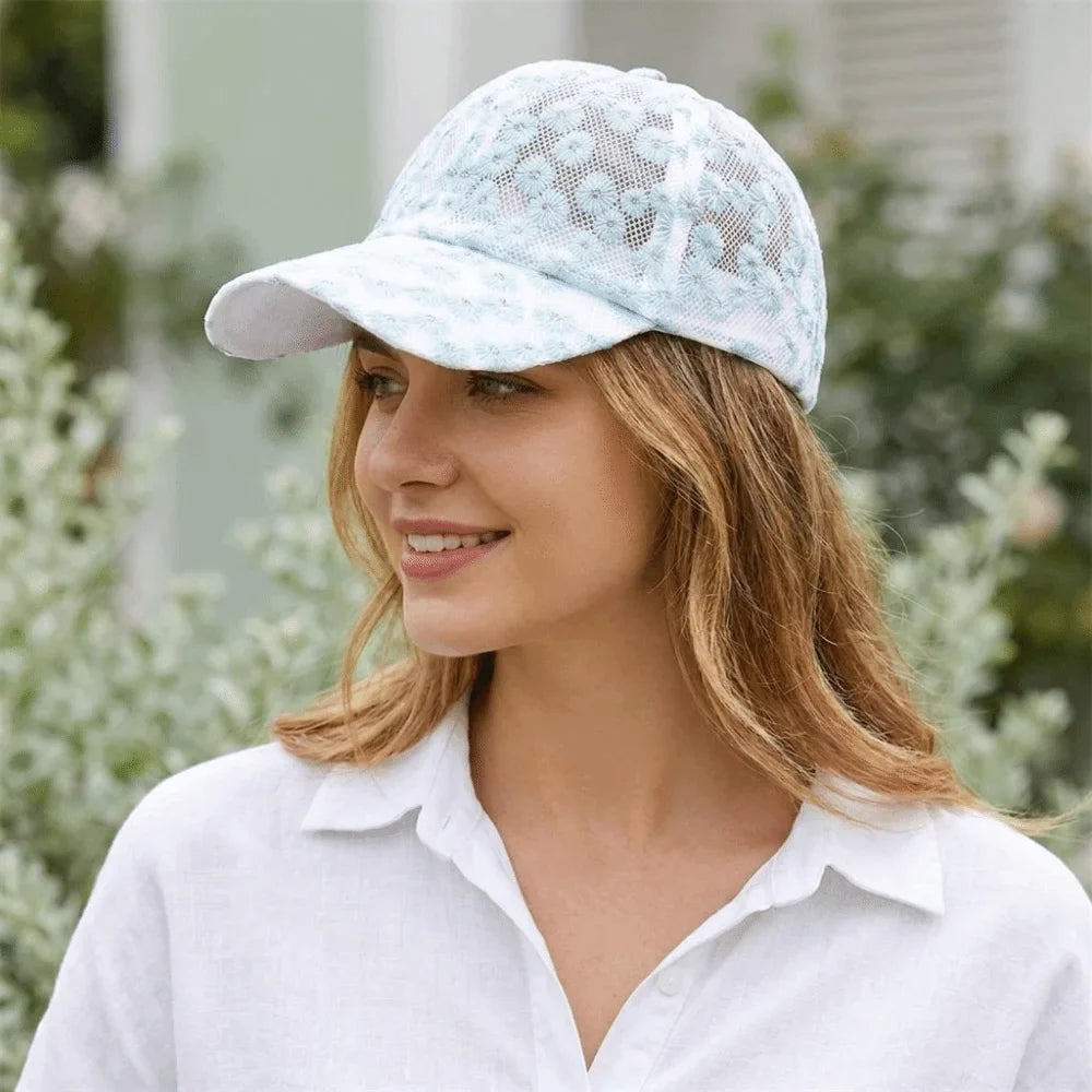 Embroidered Flower Baseball Cap – Adjustable & Breathable Embroidered Baseball Cap Qme