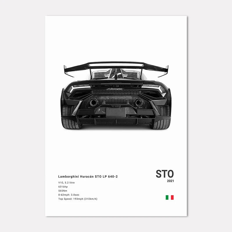 Supercar Canvas Wall Art Poster – M4 P1 Divo STO SVJ Unframed