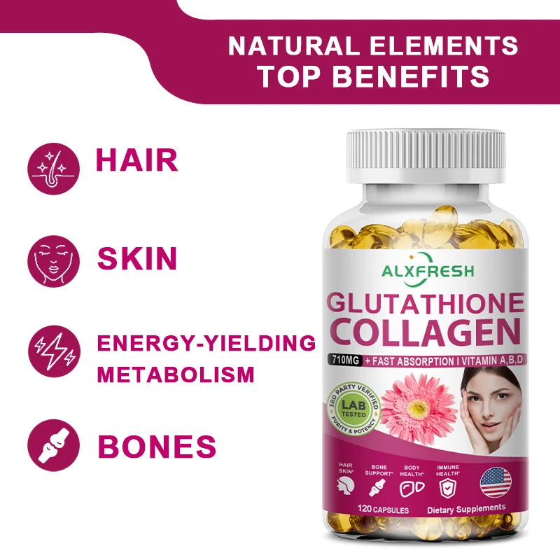 Alxfresh Collagen Glutathione Biotin Vitamins Capsules | 60-120ct Nutritional Supplement Qst