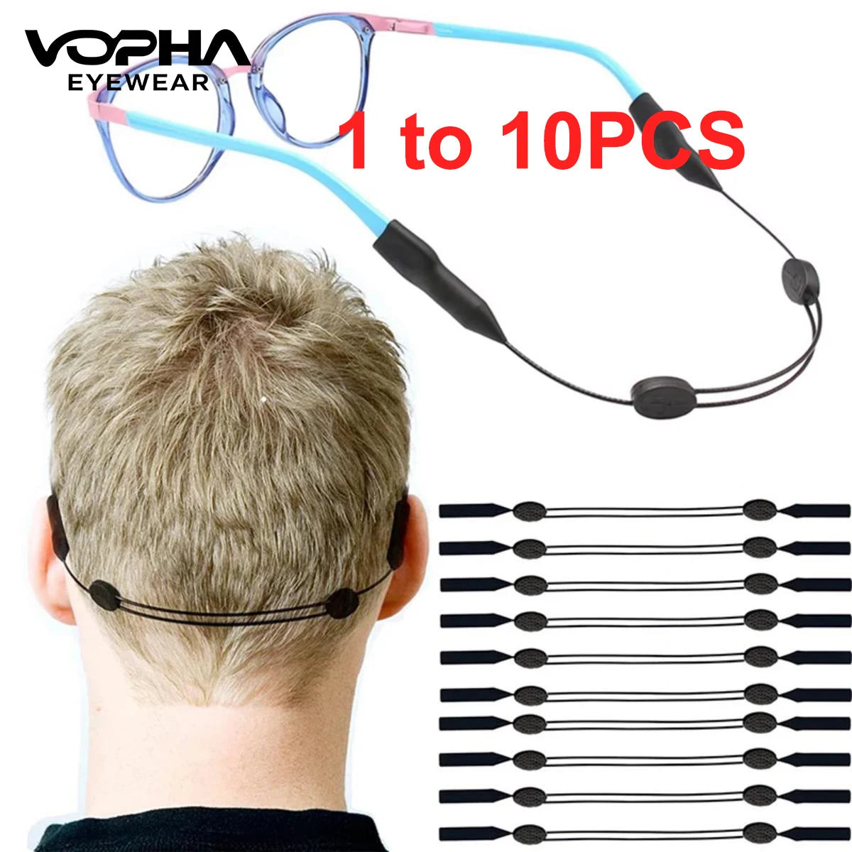 VOPHA Anti-Slip Eyeglass Retainer Strap – Adjustable Unisex Eyewear Retainer Strap Qst