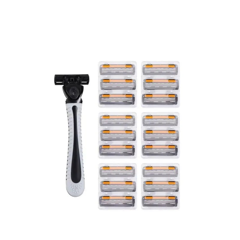Men's 3-Blade Manual Razor with Lubricating Strip, 19 Heads Manual Razor Qst