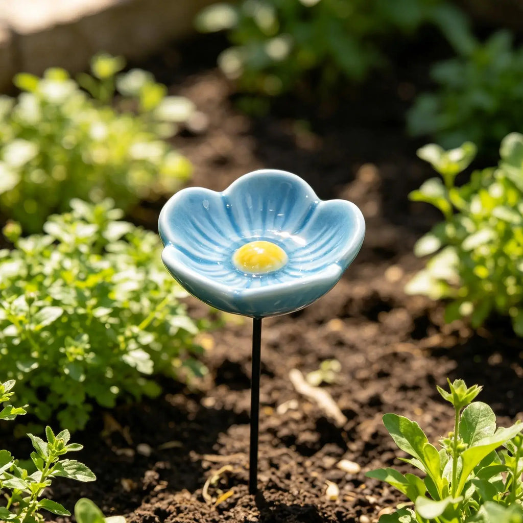 Ceramic Bee & Bird Waterer Bowl – Decorative Yard Water Feeder Bird & Bee Waterer Qme