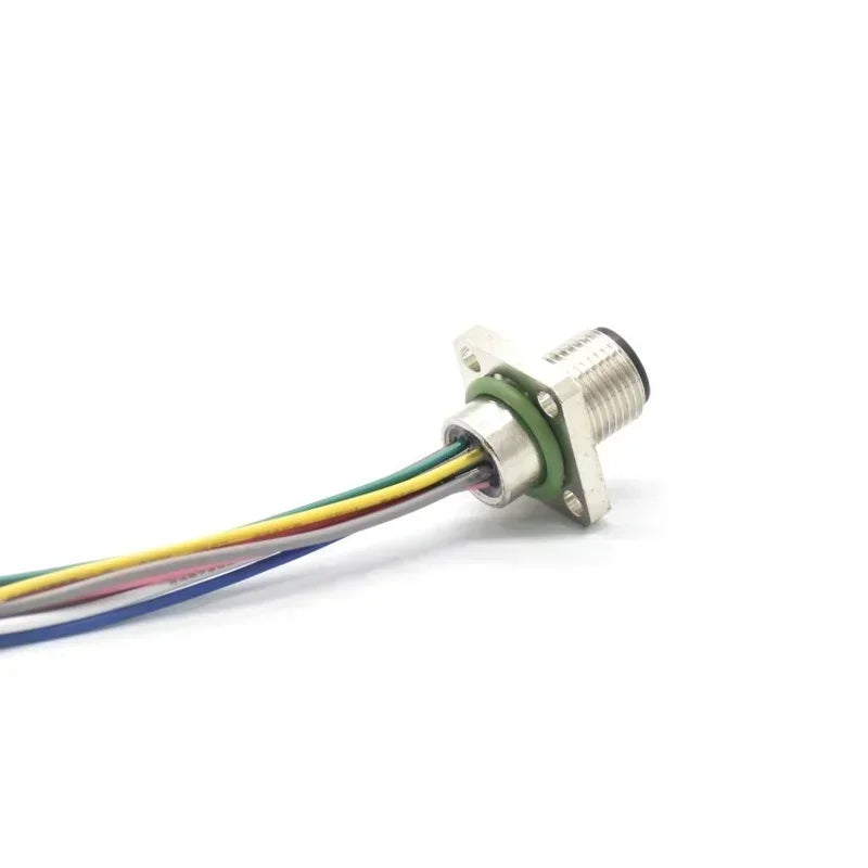 M12 Aviation Plug 8-Core 6P 2A Square Fixed Male Connector Aviation Plug Connector Qme