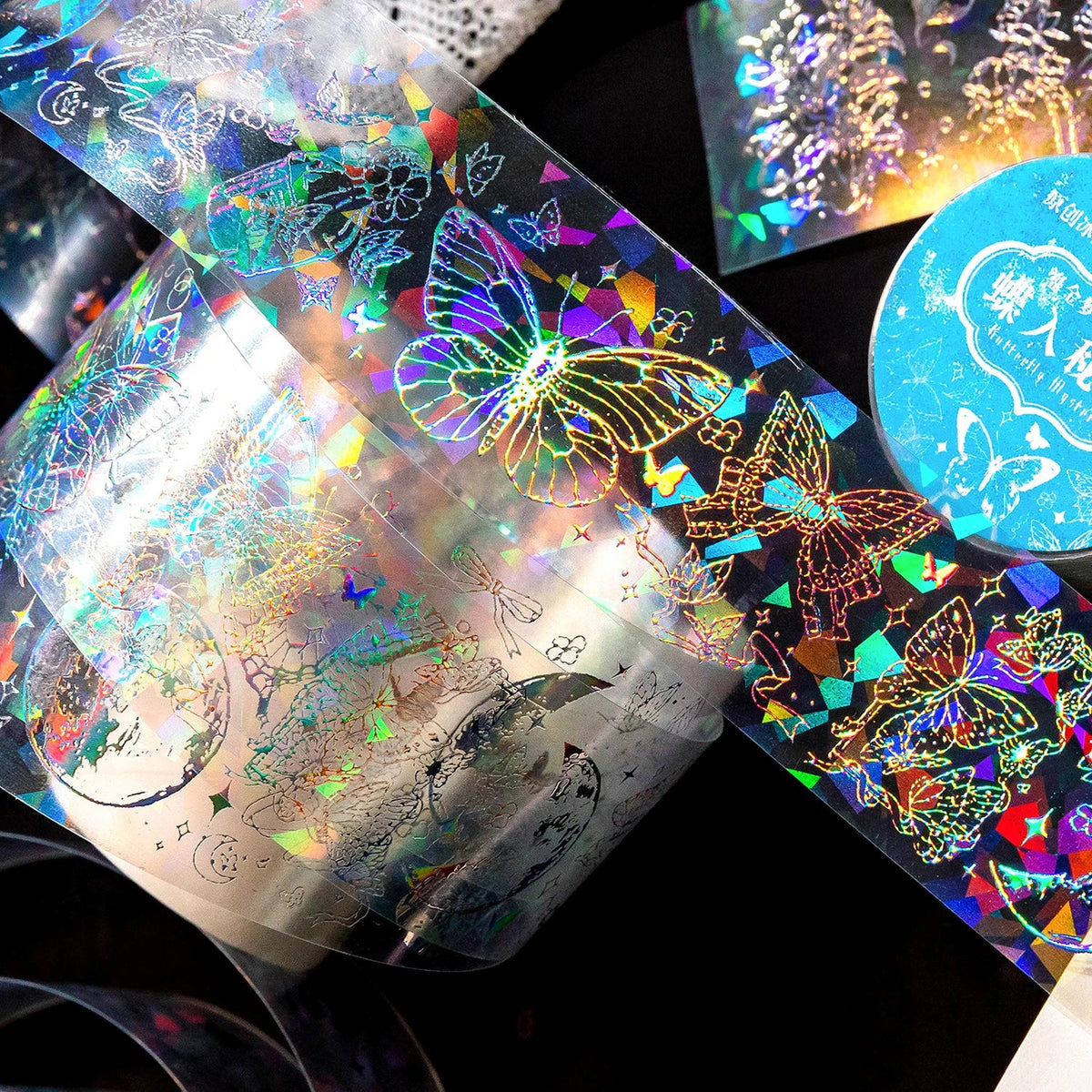 2M Laser Reflective Transparent Stickers – DIY Decorative Labels Decorative Craft Stickers Qme