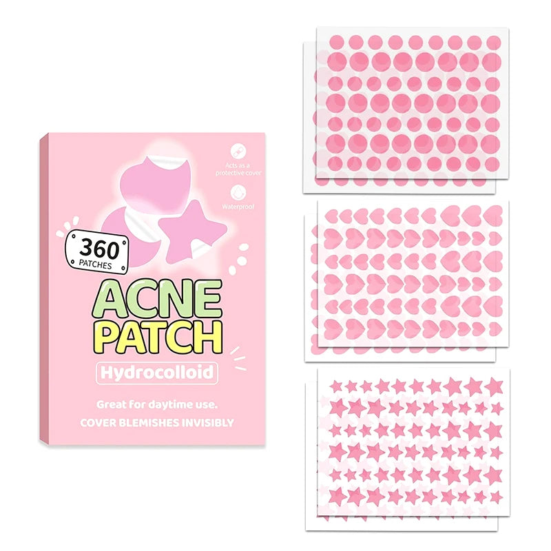 360pcs Invisible Acne Pimple Patches – Heart & Star Shapes Acne Pimple Patch Qst