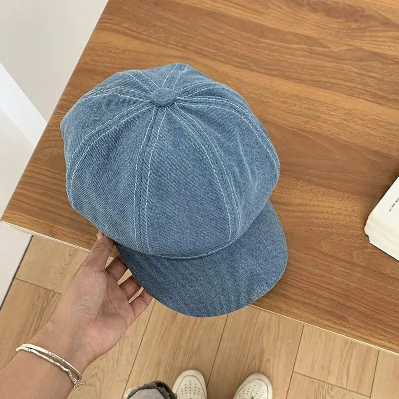Women's Washed Denim Bucket Hat – Wide Brim Fisherman Cap Bucket Hat Qst A18