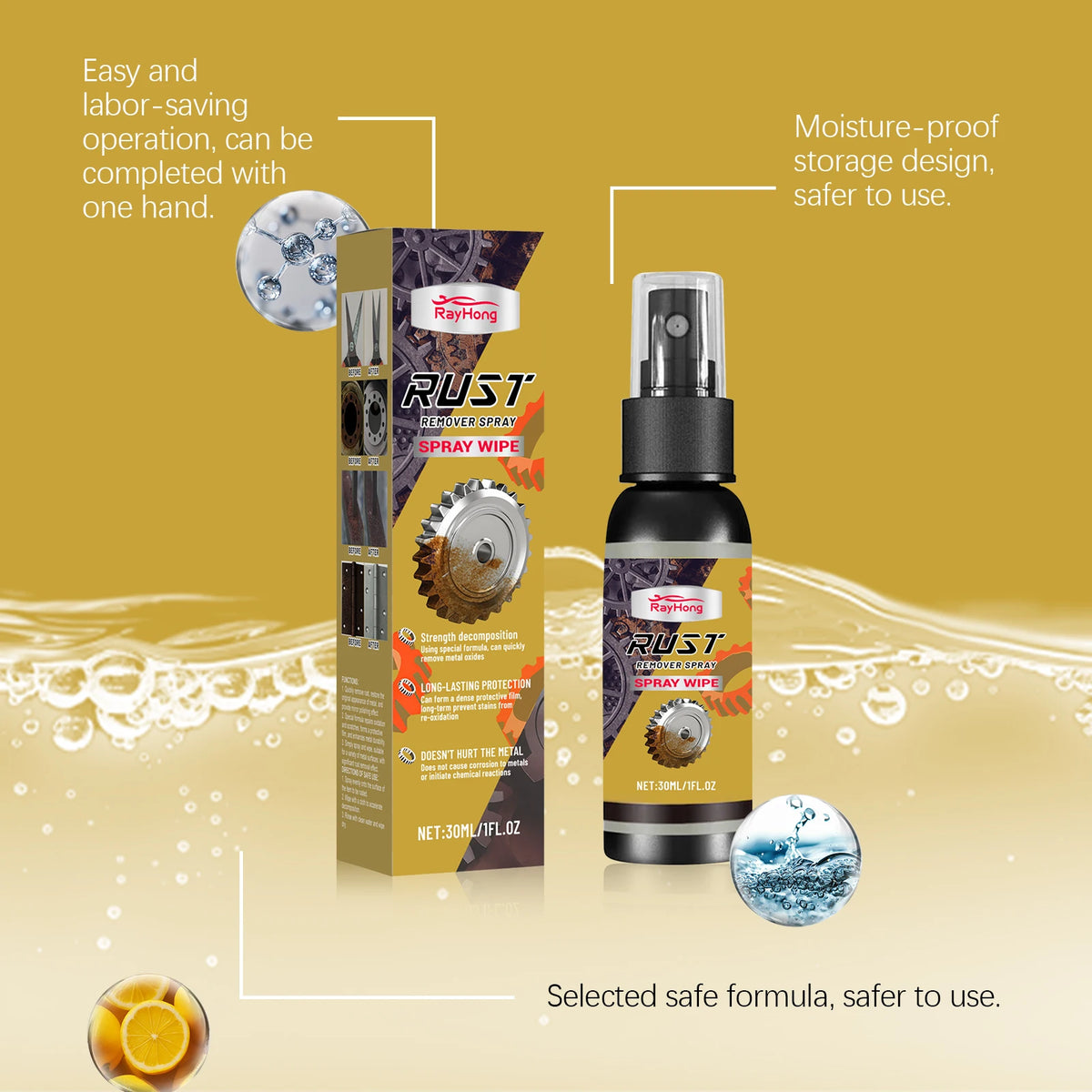 Rayhong 30ml Metal Rust Remover Spray – Car Hub Polish Metal Rust Remover Spray Qst