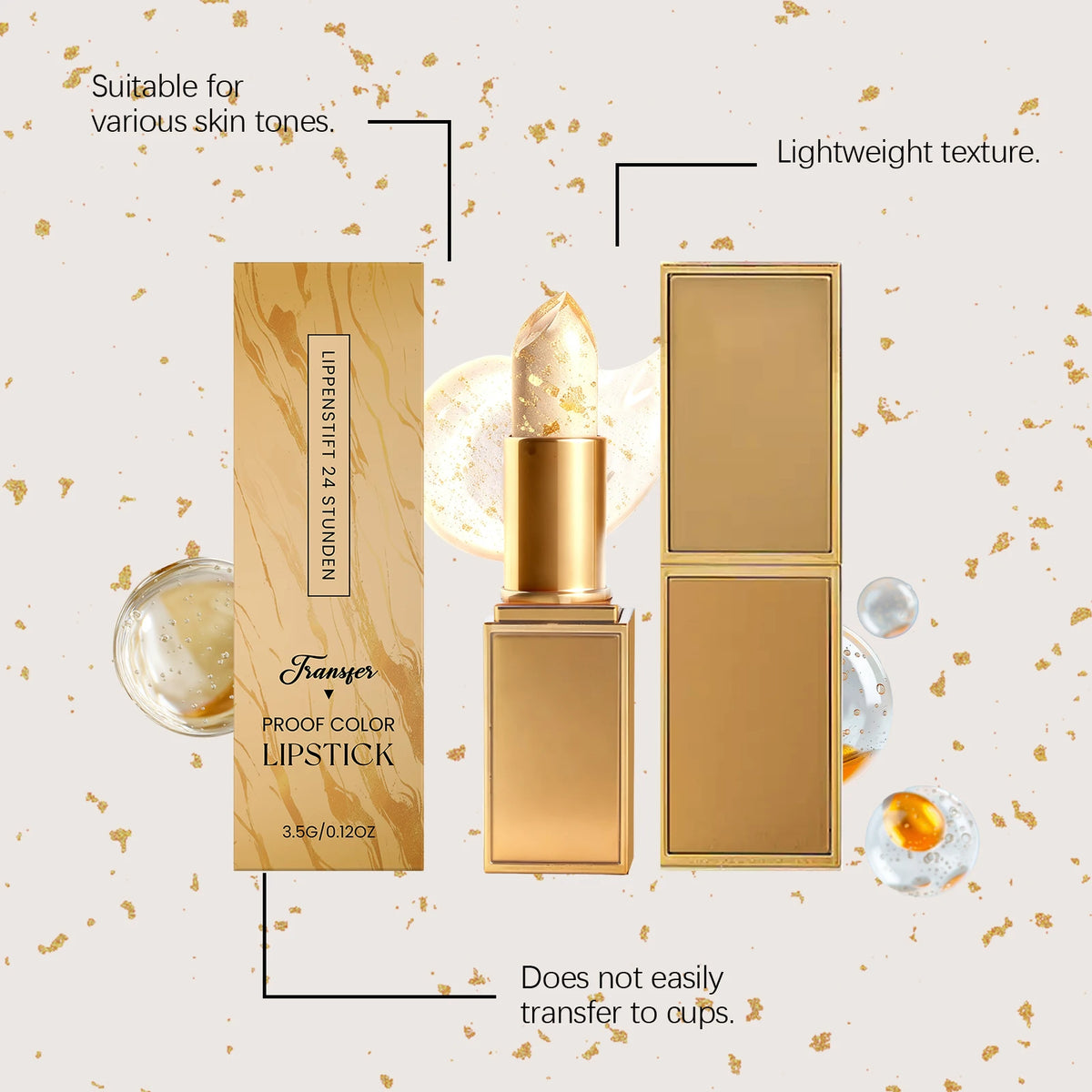 Golden Color-Changing Lip Balm – Moisturizing Beeswax 3.5g Color-Changing Lip Balm Qst