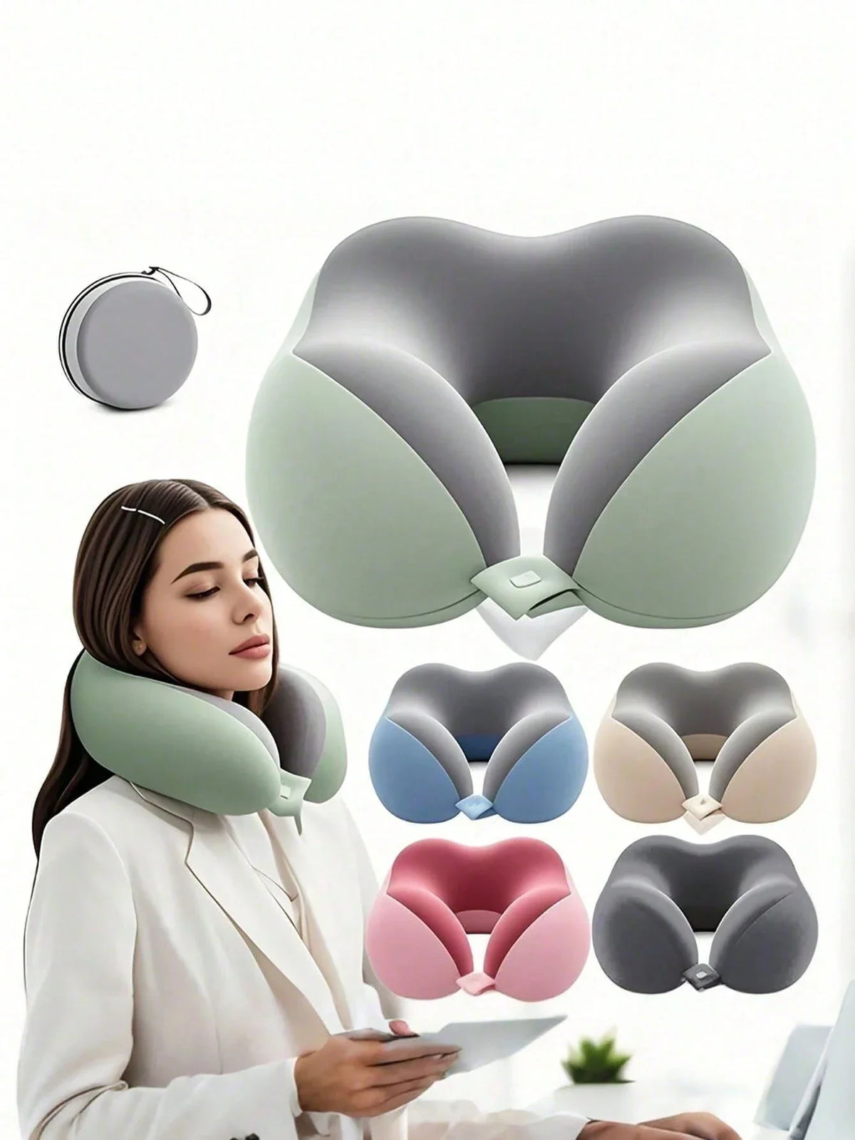 U-Shaped Memory Foam Travel Neck Pillow | Soft & Portable Travel Neck Pillow Qme