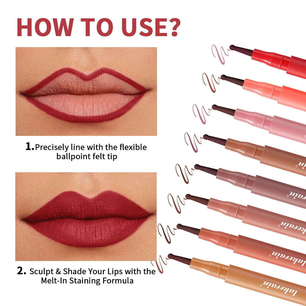 Lakerain Ballpoint Lip Liner – Waterproof Long-Lasting Lip Pen Lip Liner Pen Qst