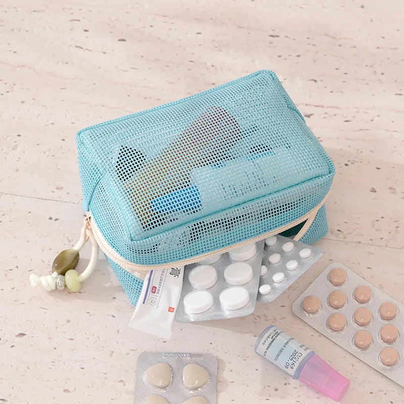 Nylon Mesh Zipper Cosmetic Pouch – Multipurpose Travel Bag Cosmetic Pouch Qme