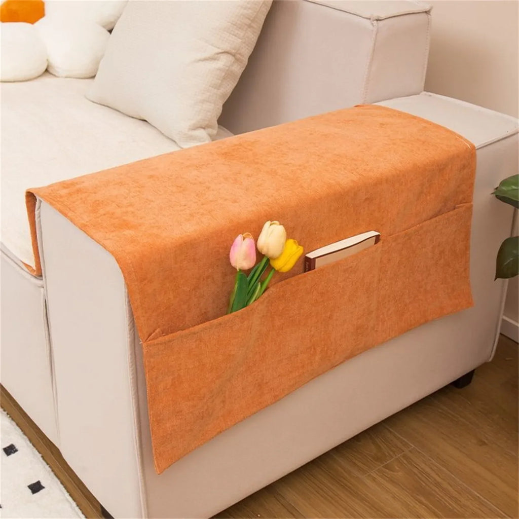 Sofa Armrest Organizer with Pockets – Non-Slip Storage Bag Armrest Organizer Bag Qme Orange