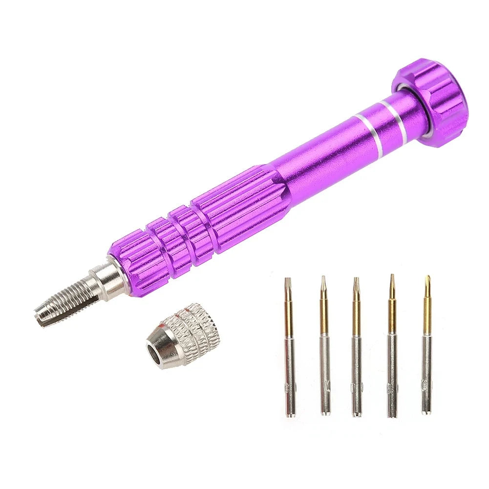 Precision Screwdriver Set – 5-Bit Kit for Watches, Phones & Glasses Precision Screwdriver Set Qme PURPLE