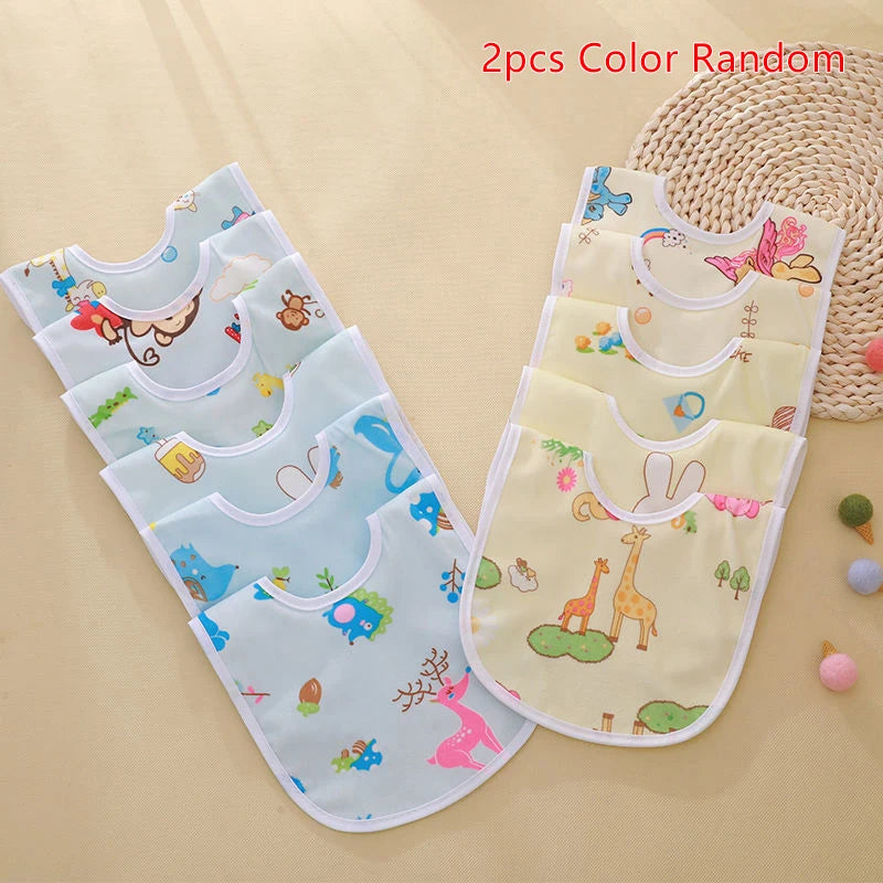 Baby Cartoon Waterproof Snap Bibs – Soft Cotton, 2/5 Pcs Set Baby Bib Set Qst A1