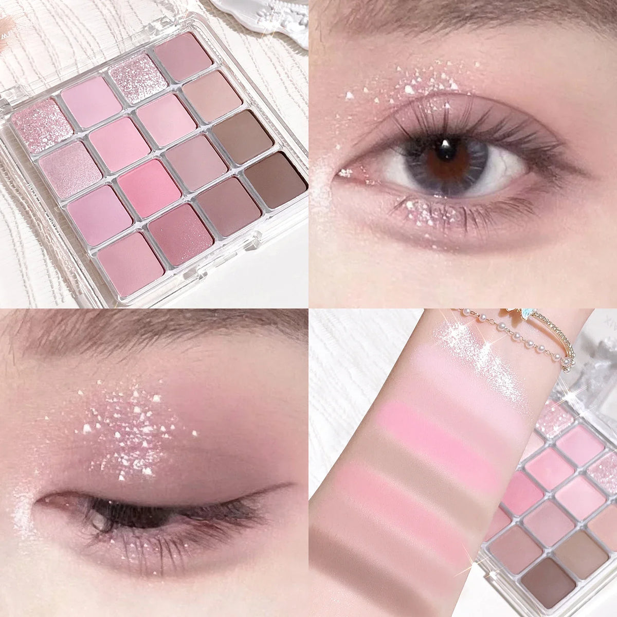 16-Shade Eyeshadow Palette – Glitter, Matte & Shimmer Finishes Eyeshadow Palette Qme 02