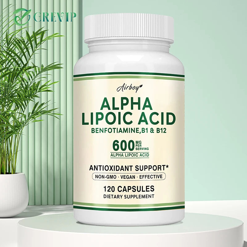 Alpha Lipoic Acid 600mg Capsules – ALA B1 B12 Benfotiamine Antioxidant Supplement Qst